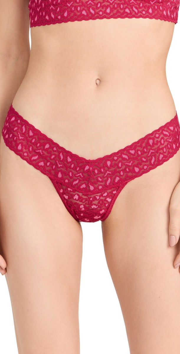 Hanky Panky Cross Dyed Leopard Low Rise Thong Fuscia