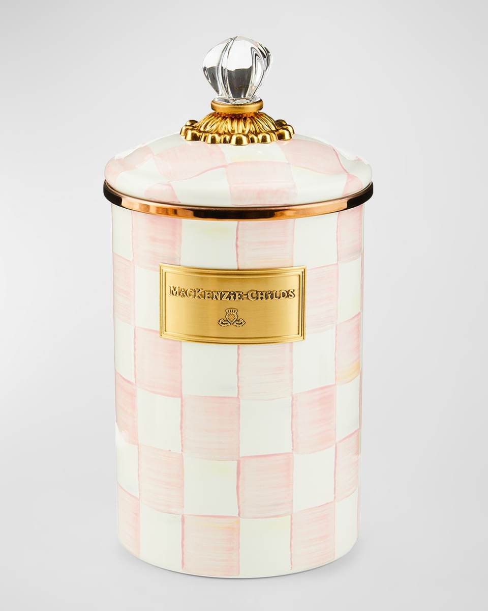 Rosy Check Enamel Canister, Large