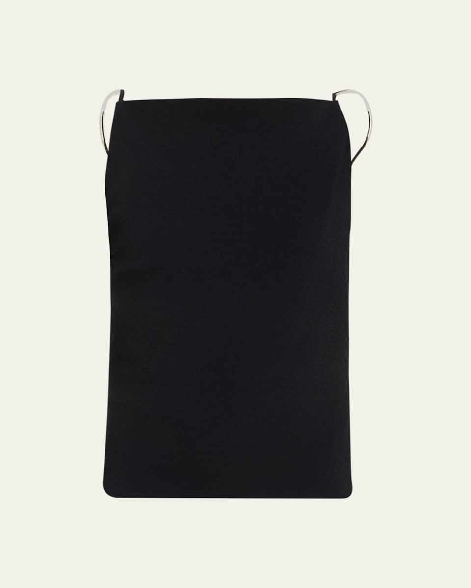 Boat-Neck Tank Top with Silver Hardware Straps