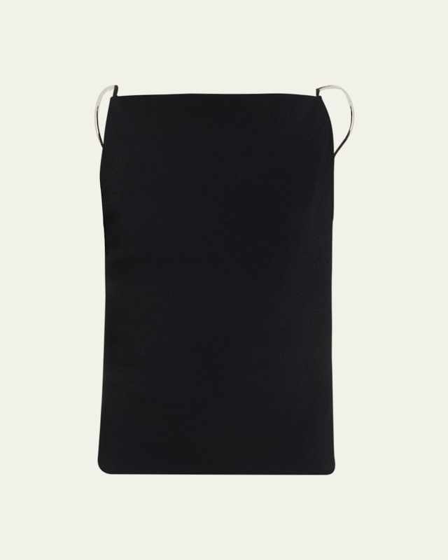 Boat-Neck Tank Top with Silver Hardware Straps