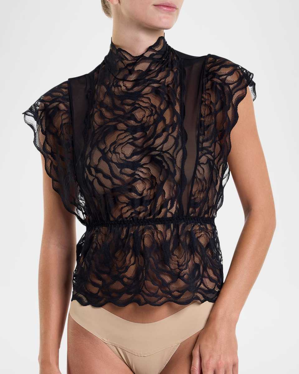 Dark Romance Lace Mock-Neck Top