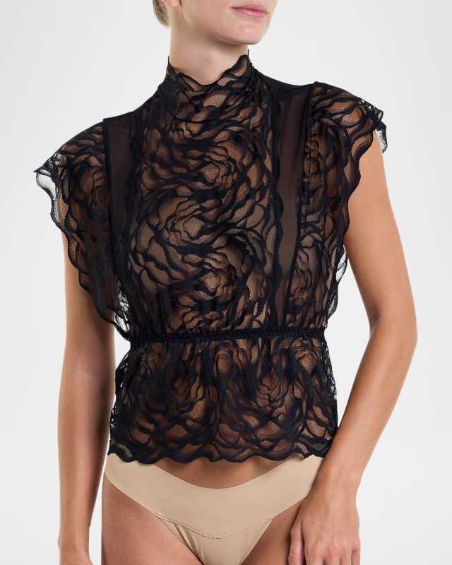 Dark Romance Lace Mock-Neck Top