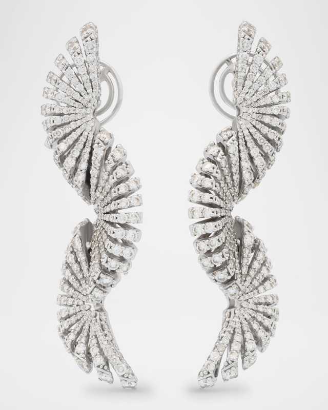 18K white Gold Pavé Diamond Dangle Earrings