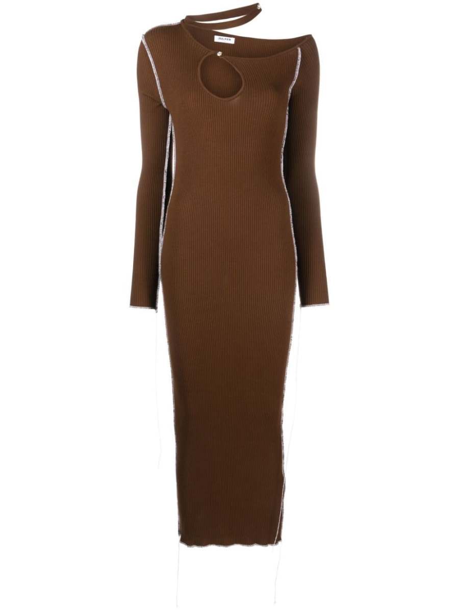 ribbed-knit cut-out midi dress