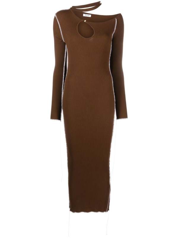 ribbed-knit cut-out midi dress