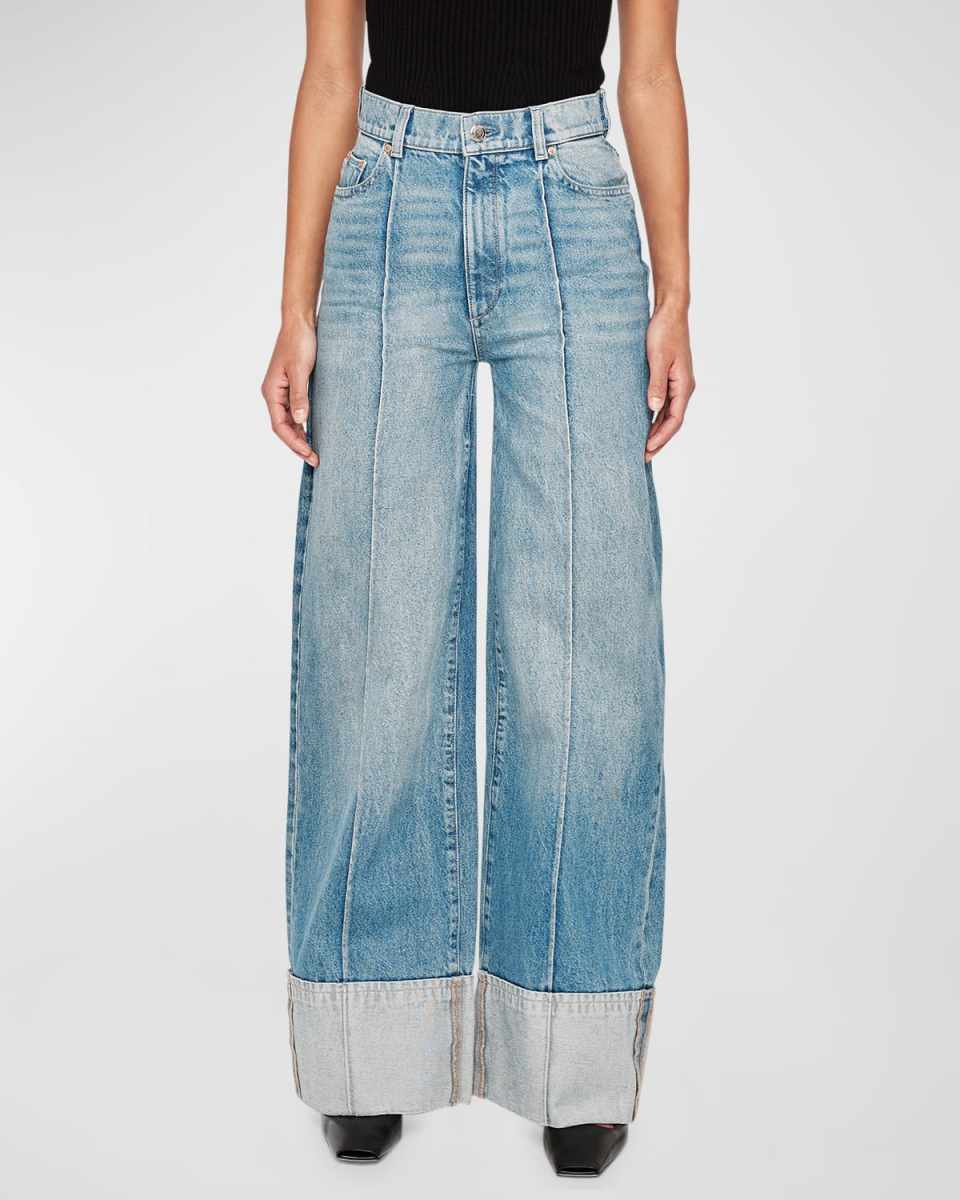 Hepburn Wide-Leg High-Rise Cuffed Jeans