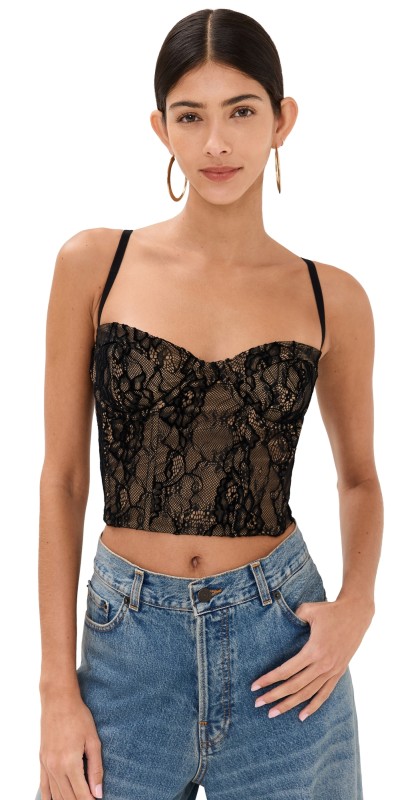 Good American Lace Bustier Black001