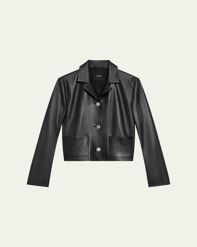 Cropped Boxy Nappa Leather Jacket