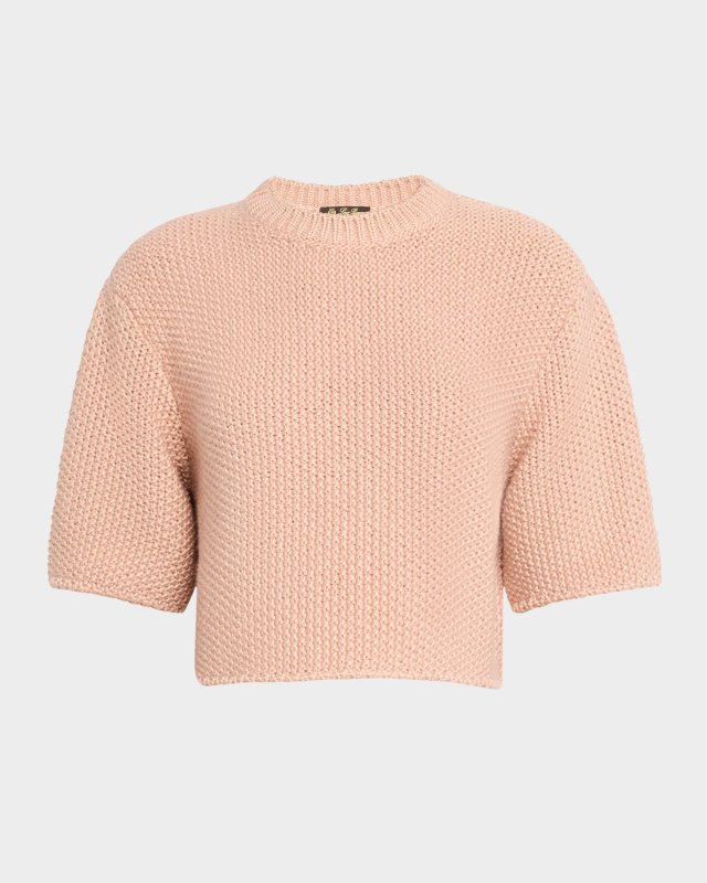 Boccioleto Cashmere-Silk Crewneck Crop Sweat