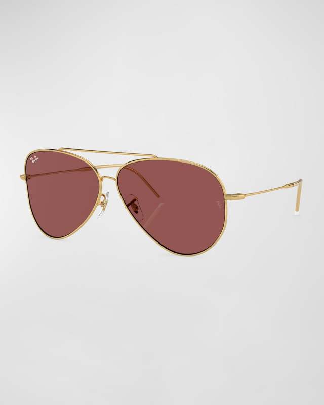 Golden Metal & Plastic Aviator Sunglasses