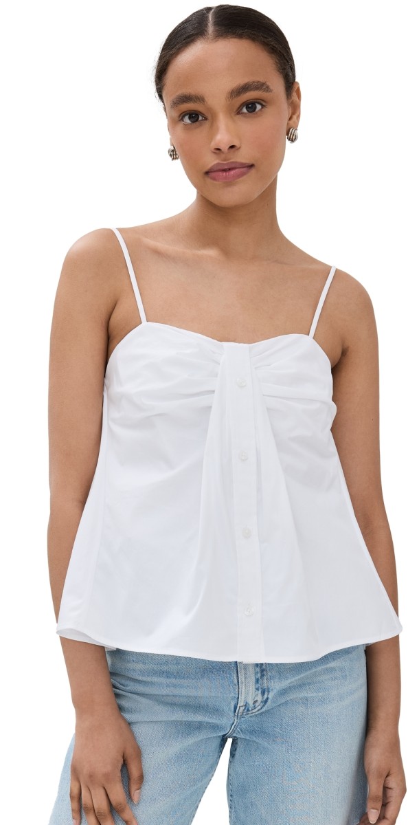 SIMKHAI Kenz Sleeveless Button Top White