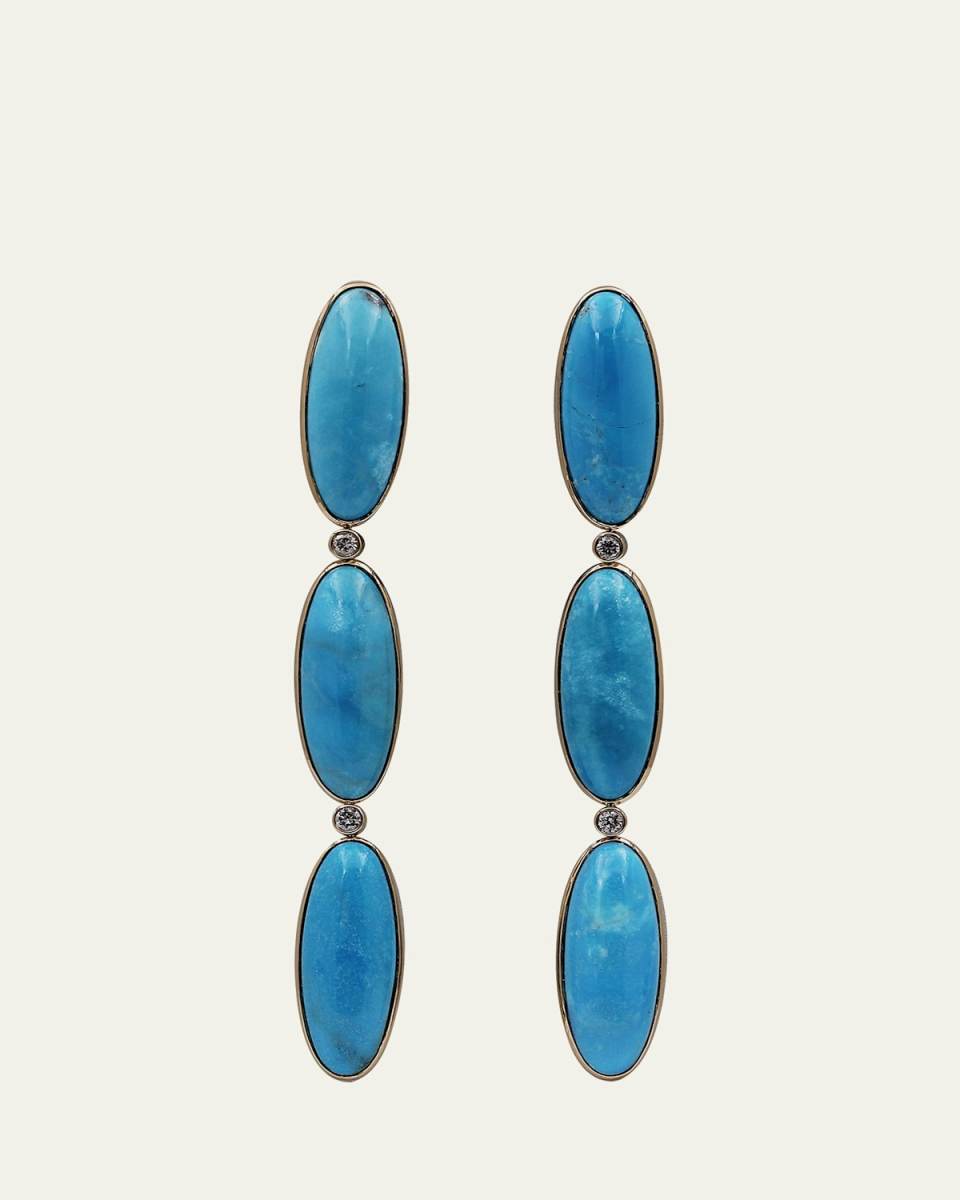 Turquoise and Diamond Earrings in 18K Gold