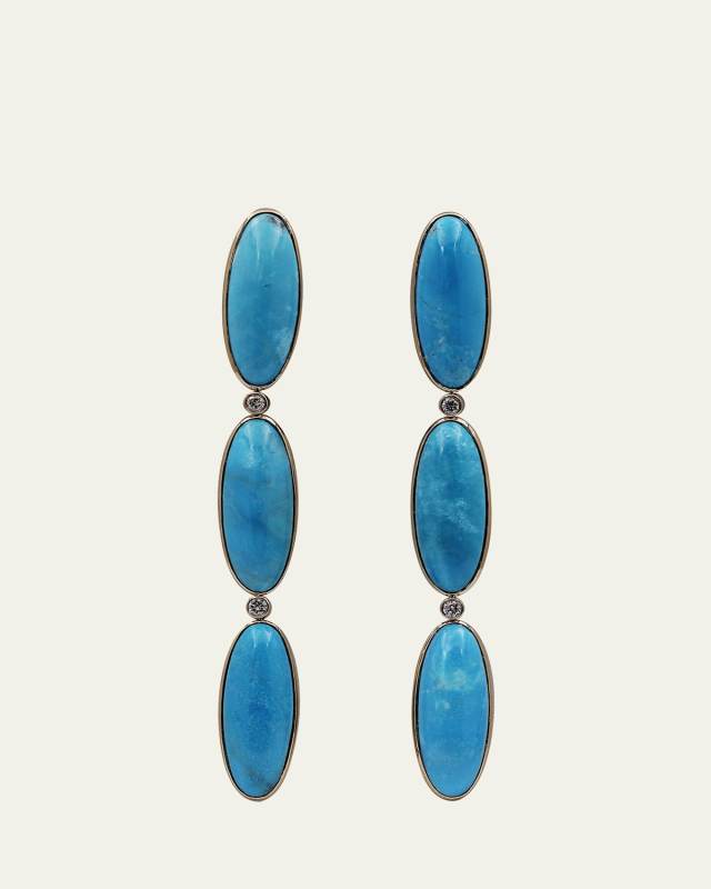 Turquoise and Diamond Earrings in 18K Gold