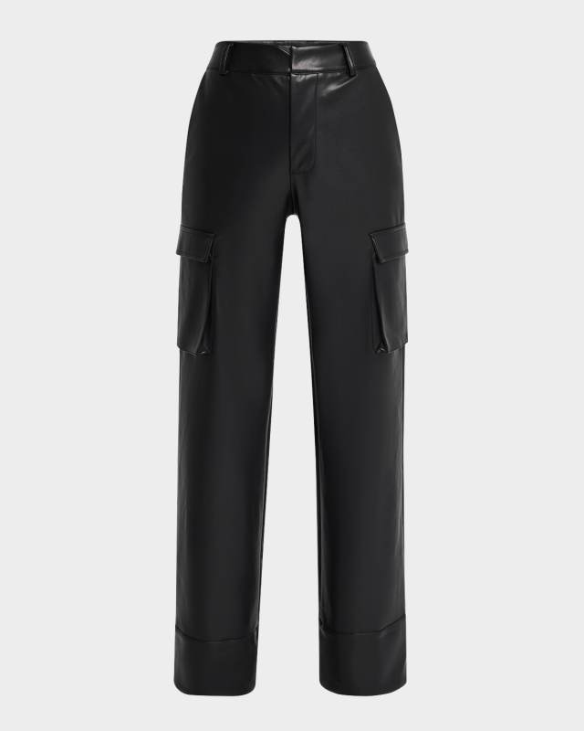 Fifer Vegan Leather Low-Rise Cargo Pants