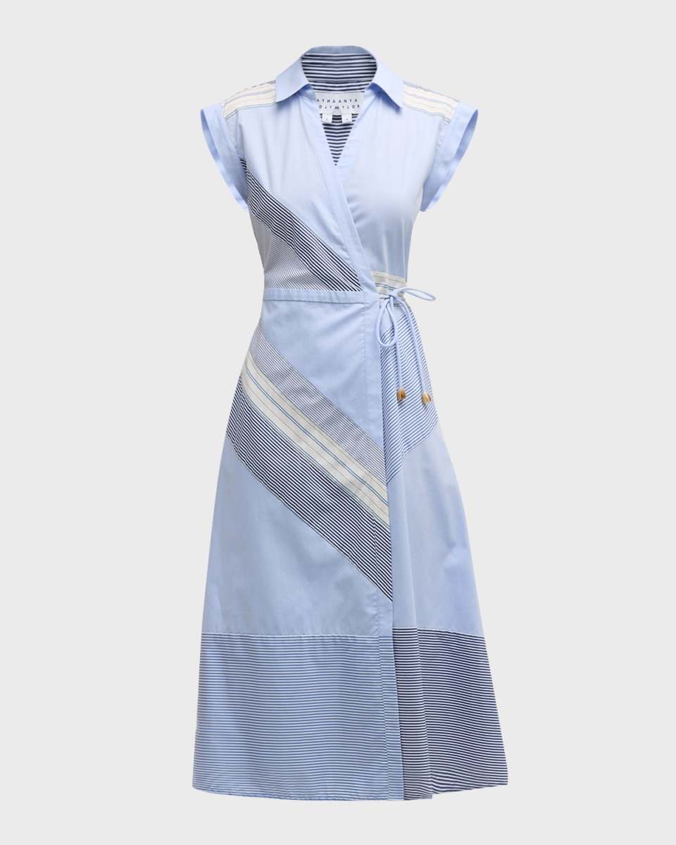 Shivon Striped Midi Wrap Shirtdress