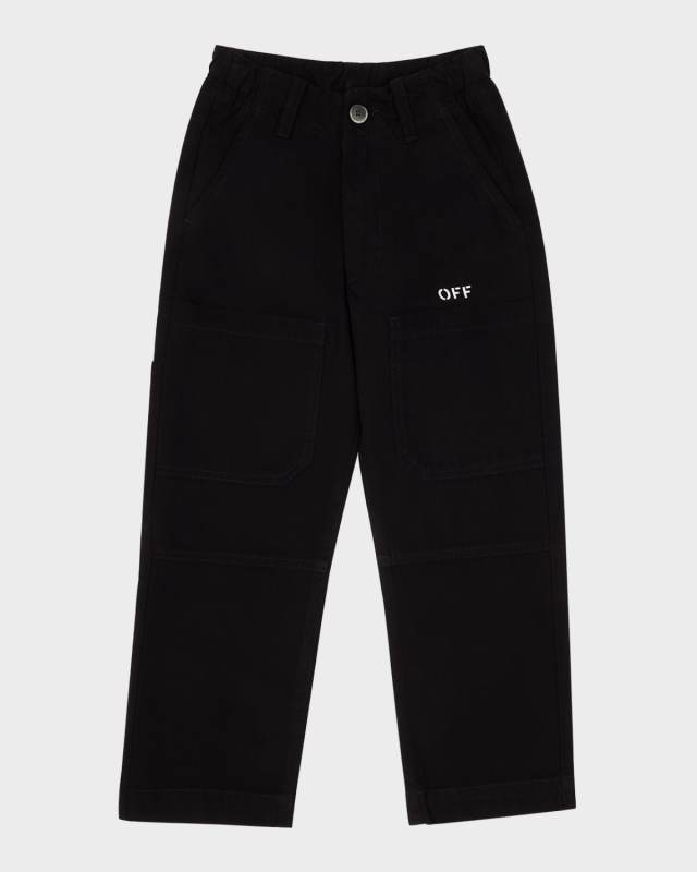 Boy's Logo Stamped Denim Pants, Size 4-