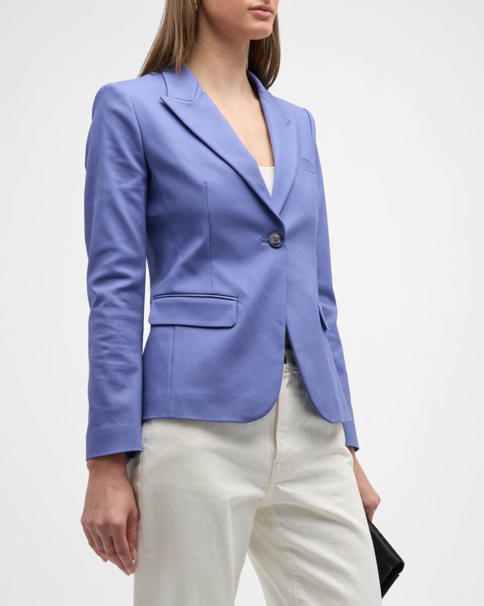 Peak-Lapel Single-Button Blazer
