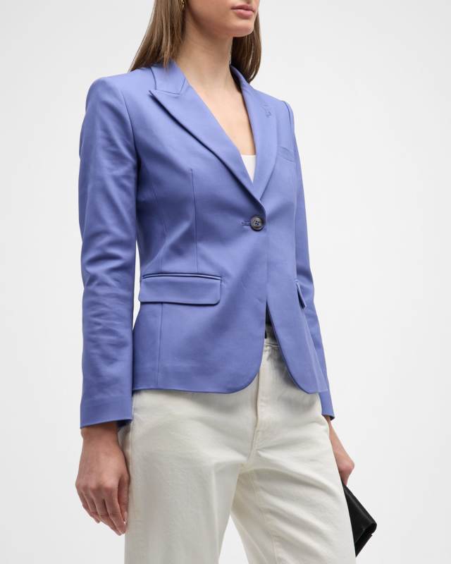 Peak-Lapel Single-Button Blazer