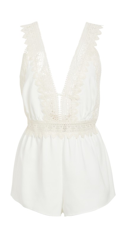 Flora Nikrooz Matte Romper with Crochet Trim Ivory