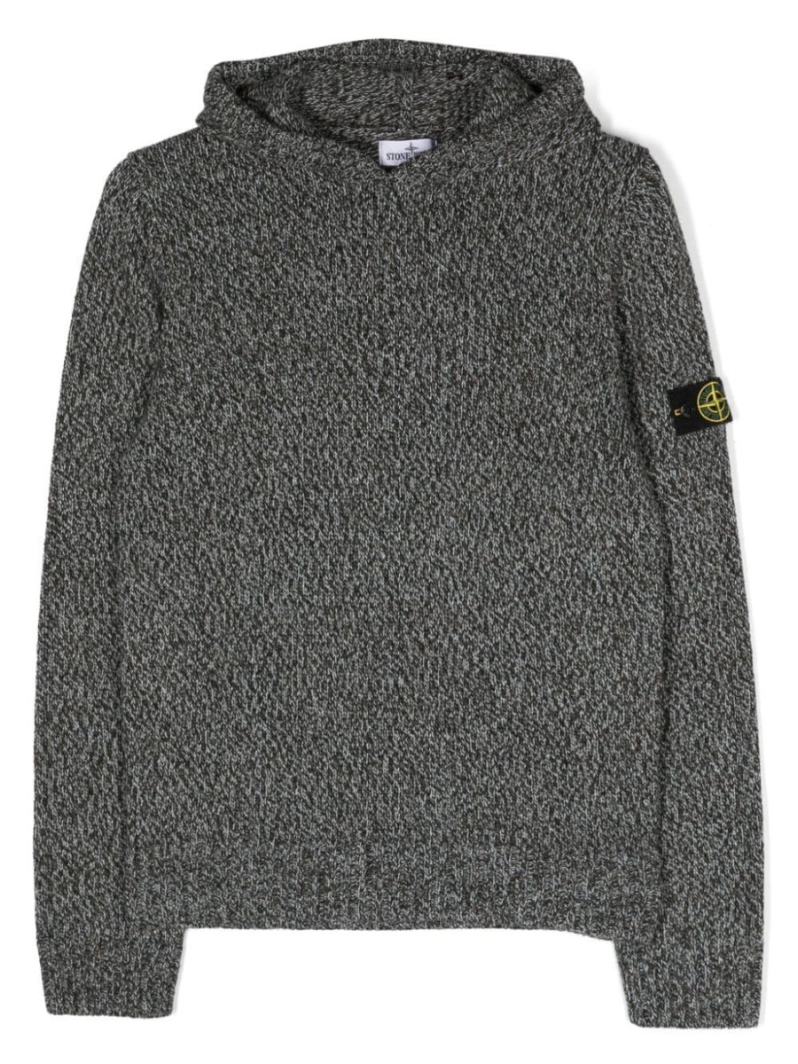 Compass-patch hooded jumper
