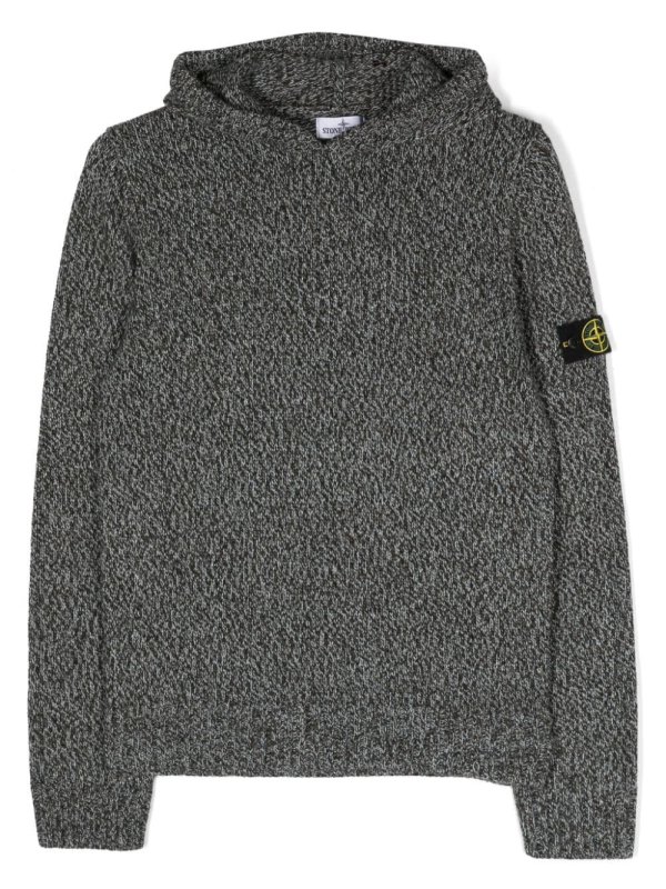 Compass-patch hooded jumper