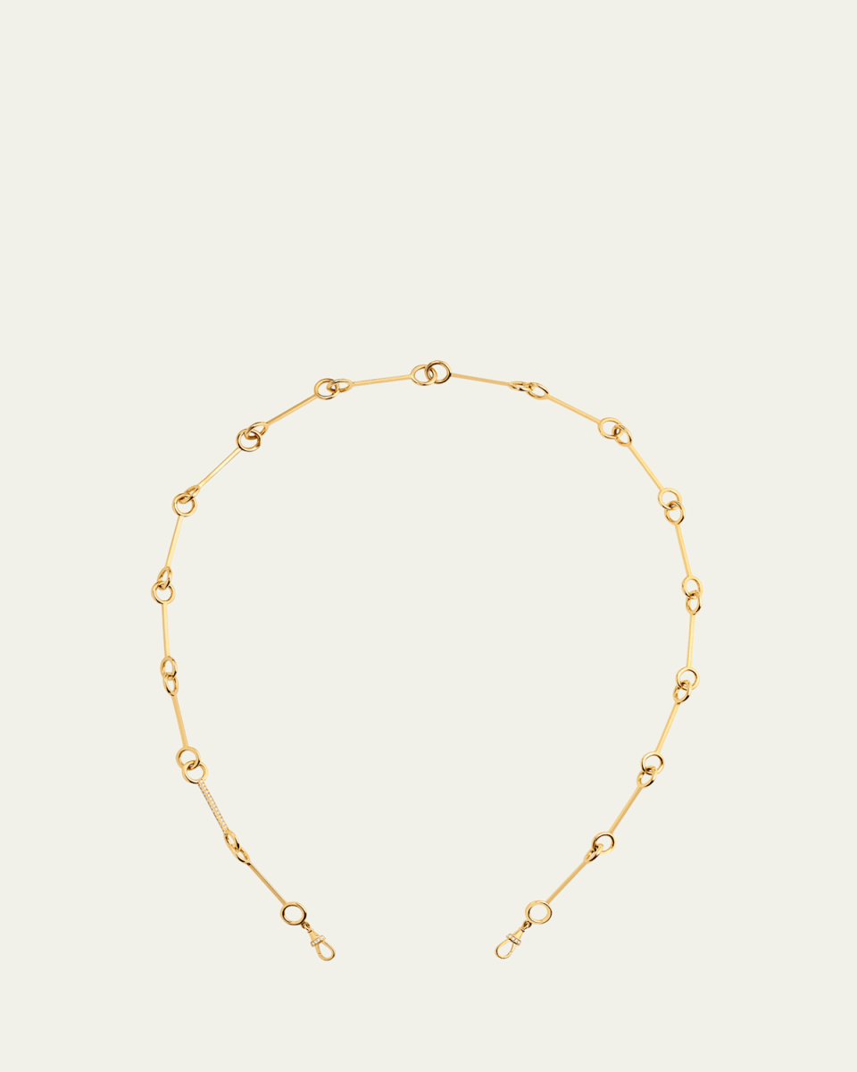 18k Yellow Gold Diamond Stick Chain Necklace