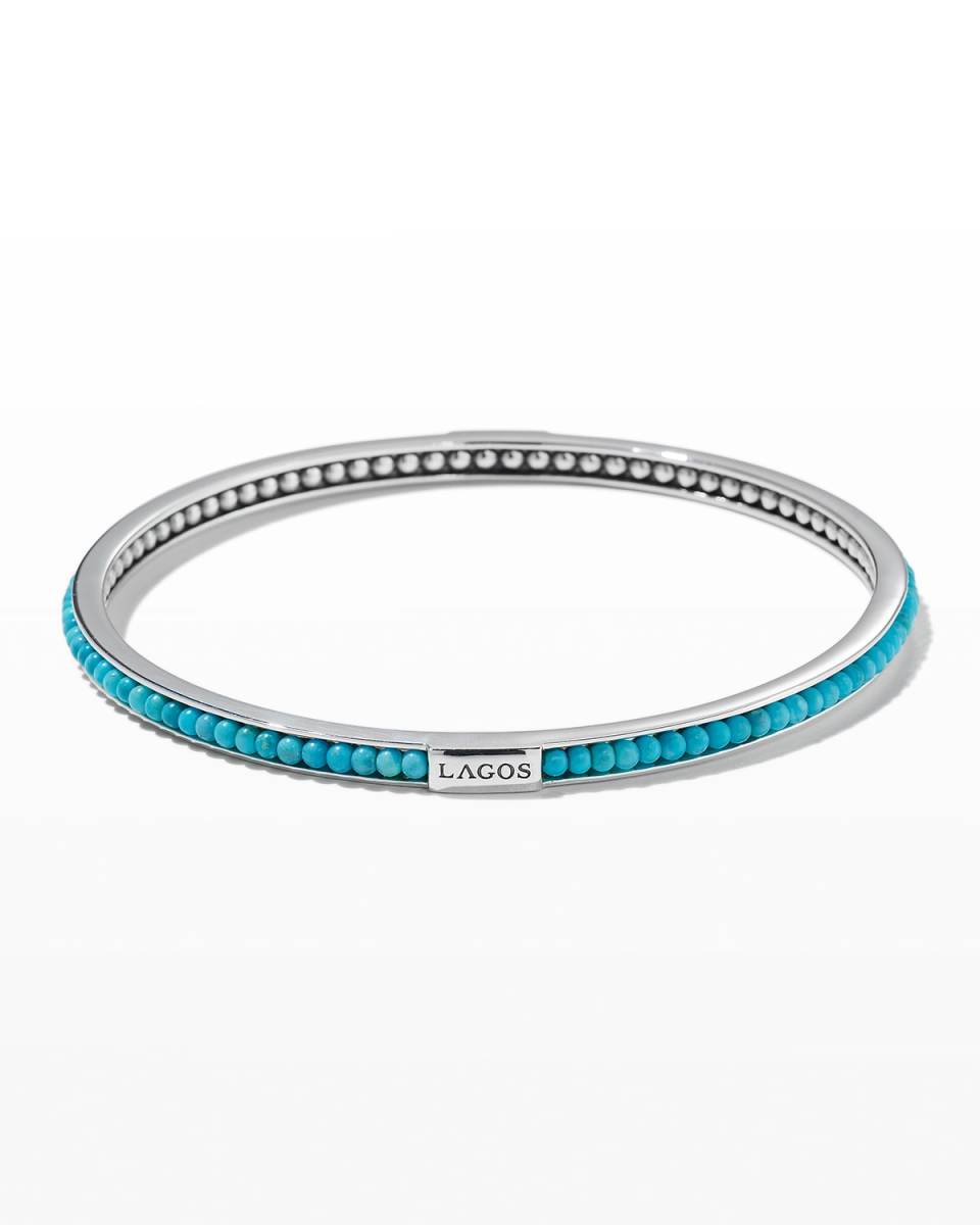 Caviar Icon Beaded Stone Bangle Bracelet