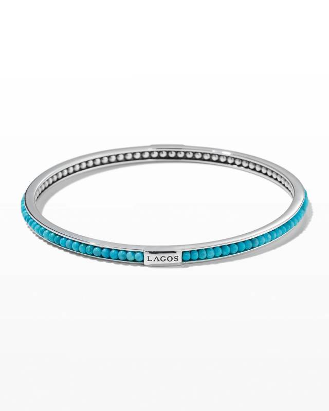 Caviar Icon Beaded Stone Bangle Bracelet