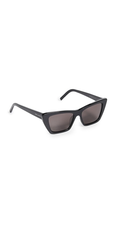 Saint Laurent Narrow Cat Eye Sunglasses Shiny Black/Grey Gr