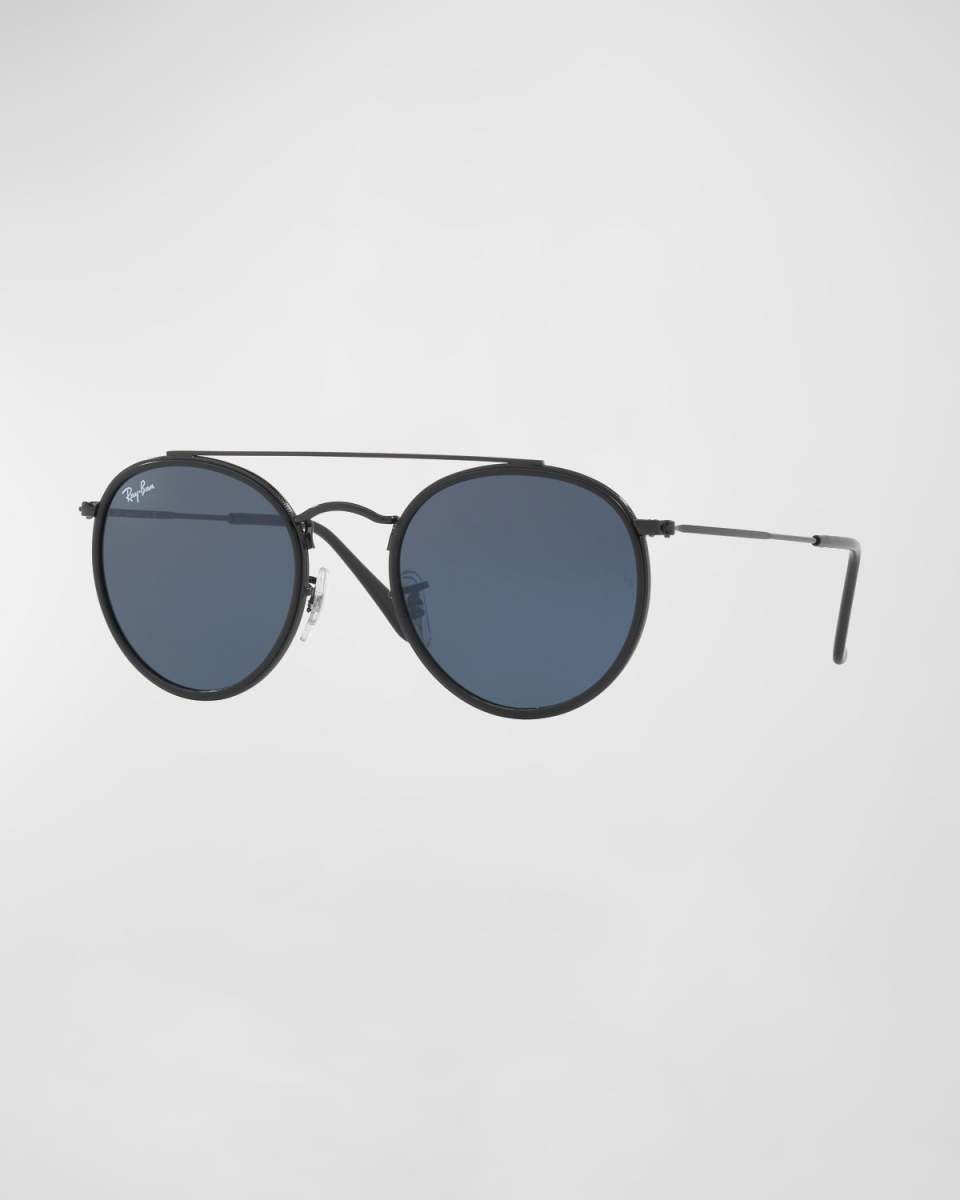 Monochromatic Round Metal Sunglasses, 51MM