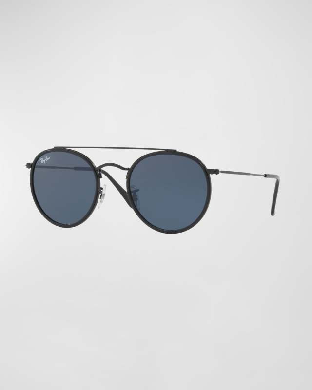 Monochromatic Round Metal Sunglasses, 51MM