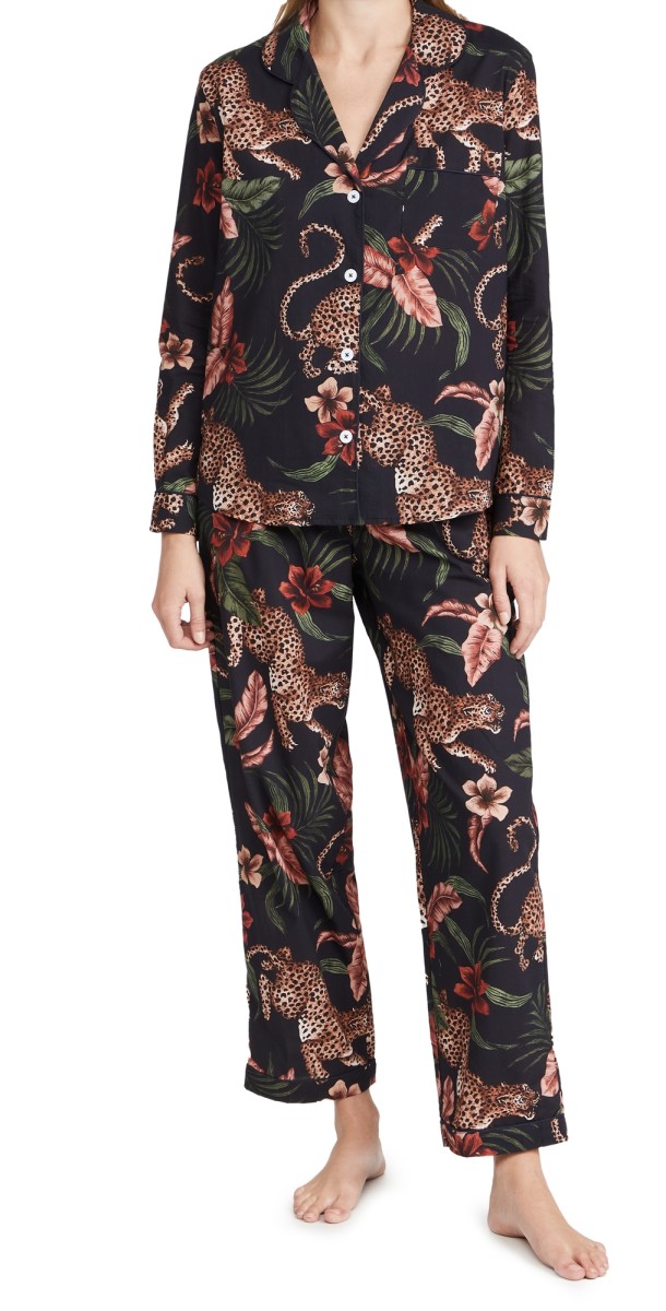 Desmond & Dempsey Women's Long Soleia Pajama Set Navy
