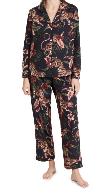 Desmond & Dempsey Women's Long Soleia Pajama Set Navy