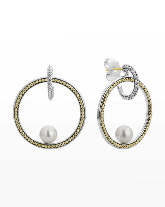 Luna Pearl Circle Drop Earrings