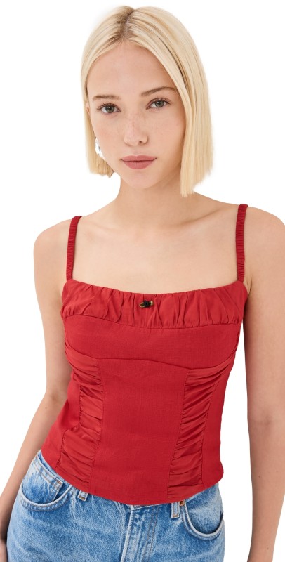 Reformation Emery Linen Top Lipstick