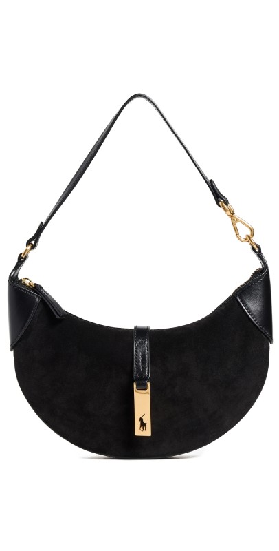 Polo Ralph Lauren Suede Shoulder Bag Black/CL