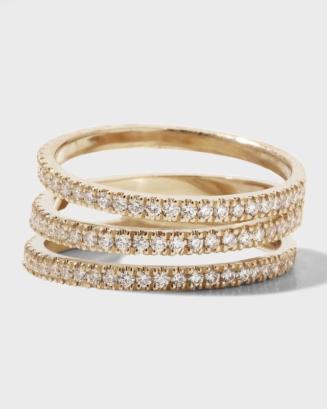 Flawless Triple Band Diamond Ring Size 7