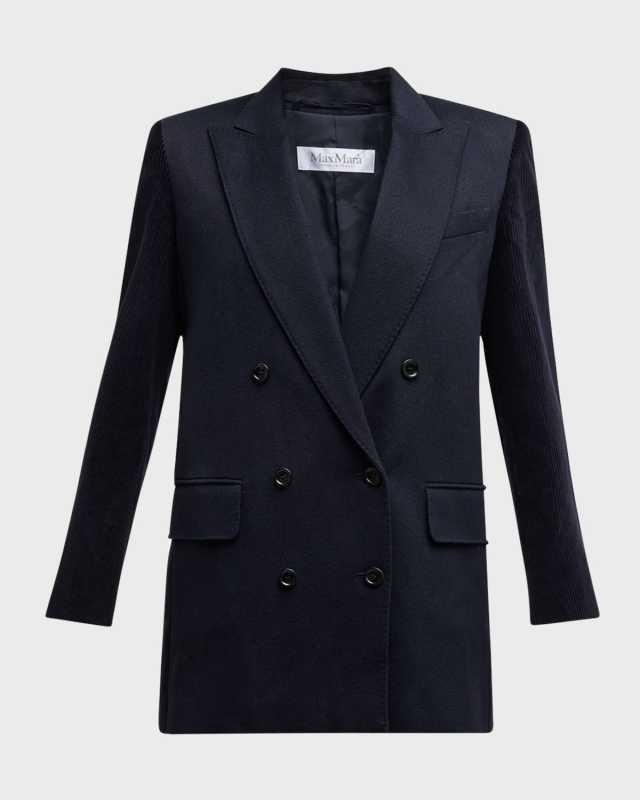 Potente Double-Breasted Corduroy Wool Blazer