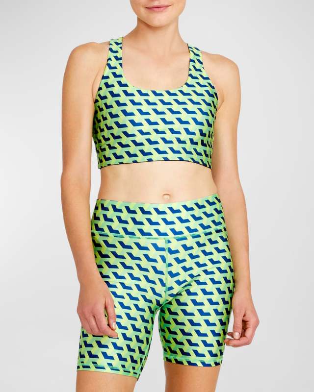 Fairway Geo Hi-Shine Sports Bra