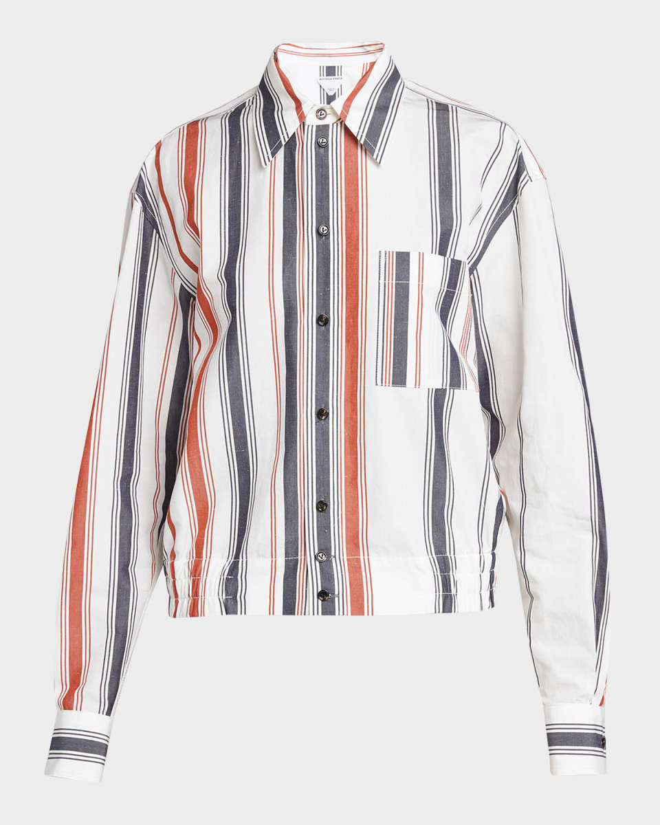 Degrade Striped Elasticated-Waist Button-Down Shirt