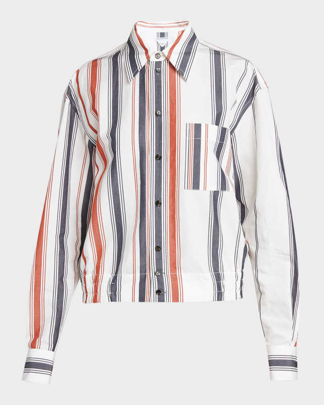 Degrade Striped Elasticated-Waist Button-Down Shirt