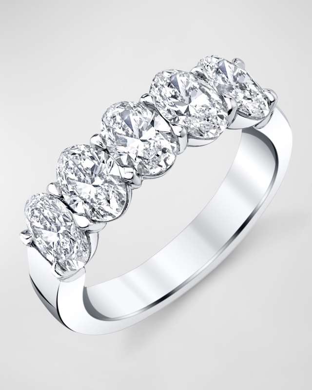 Platinum 5 Stone Band with Oval Cut Diamonds, 2.50ct