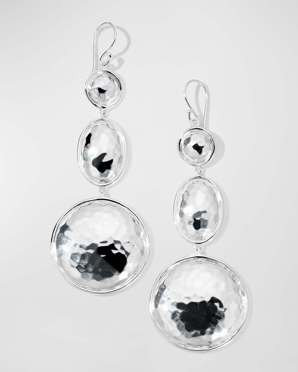 Large Hammered Triple Snowman Earrings in 925 Sterling Silver