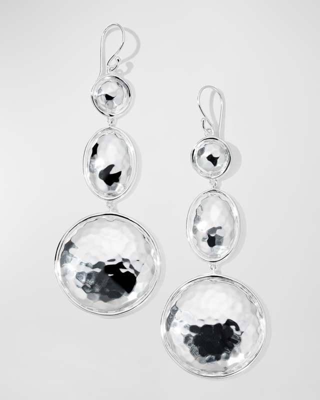 Large Hammered Triple Snowman Earrings in 925 Sterling Silver