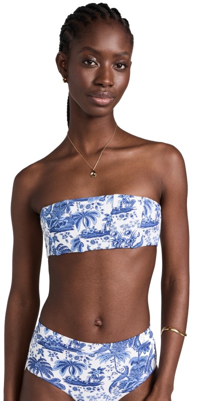 STAUD Mala Bikini Top Blue Toile