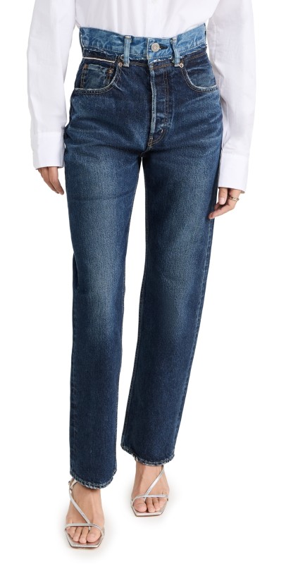 MOUSSY VINTAGE Boulder Wide Straight Jeans Dark Blue
