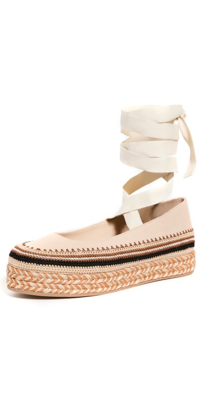 Ulla Johnson Yelena Crochet Flatform Sandals Chalk