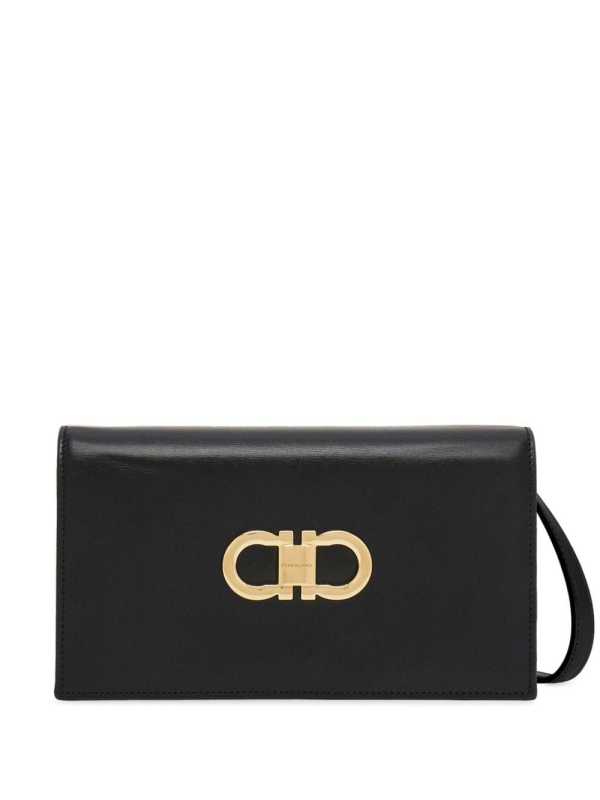 Double Gancini leather mini bag