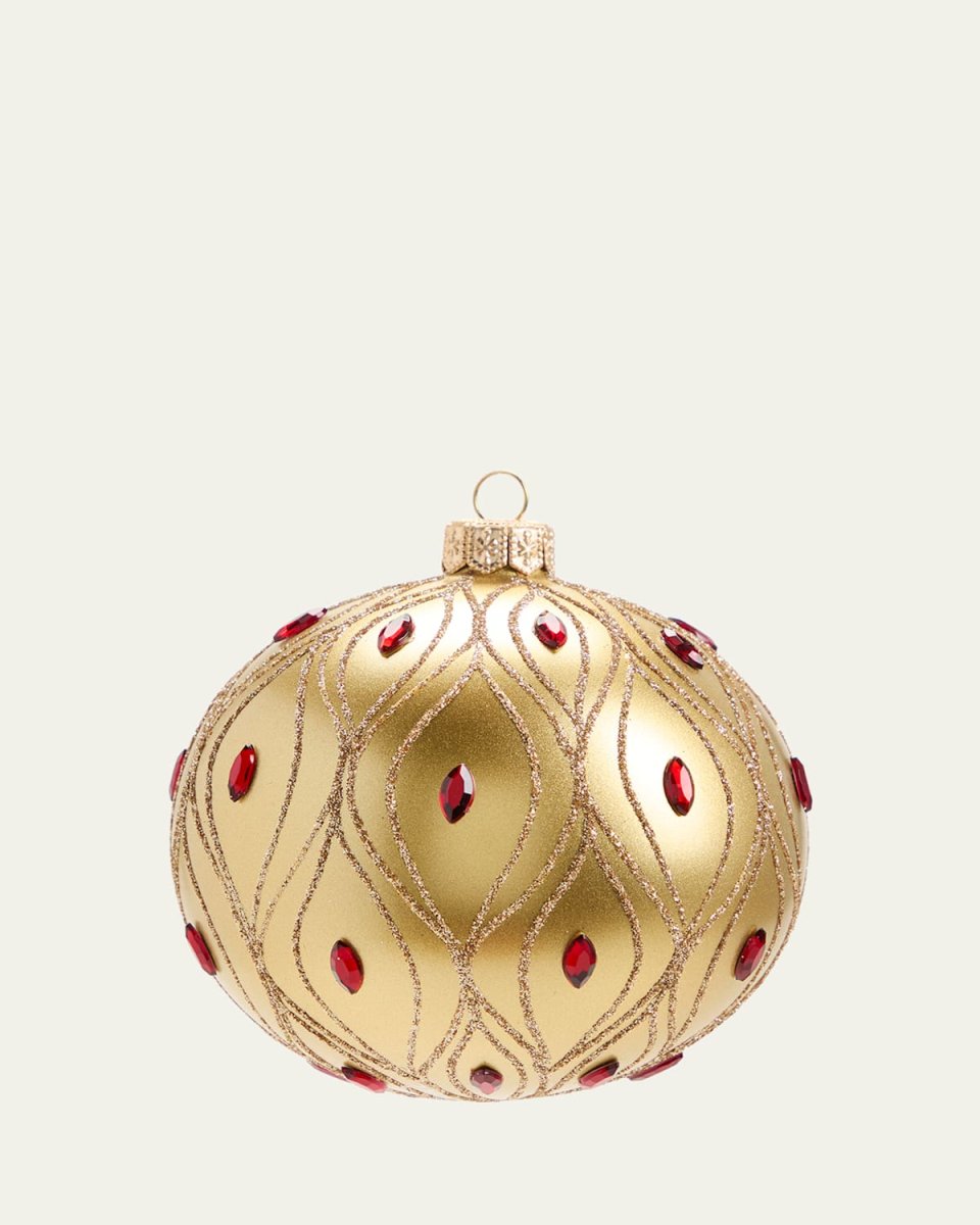 Gold Deco Stone Ball Christmas Ornament