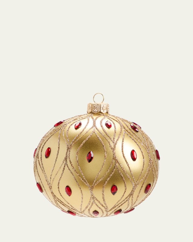 Gold Deco Stone Ball Christmas Ornament